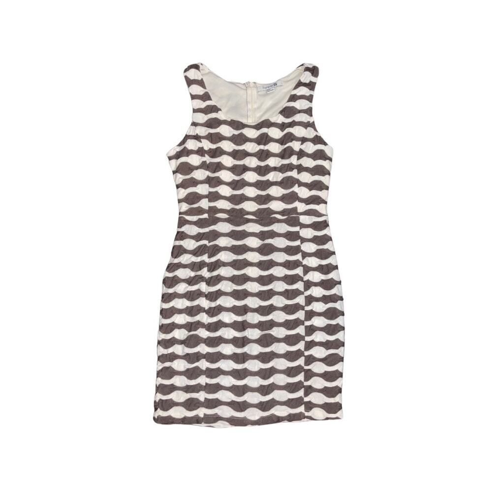 Forever 21 mini sleeveless dress black and white wavy pattern bodycon size M